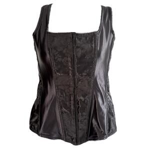 EMPIRE INTIMATES Black VTG Satin Sz 40/XL Corset Stretchy Witchy Whimsigoth